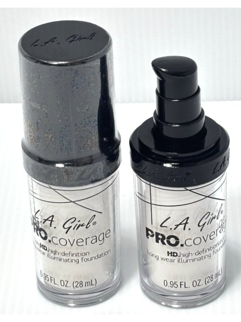LA Girl PRO Coverage HD Illuminating Liquid Foundation GLM641 White Lot of 2